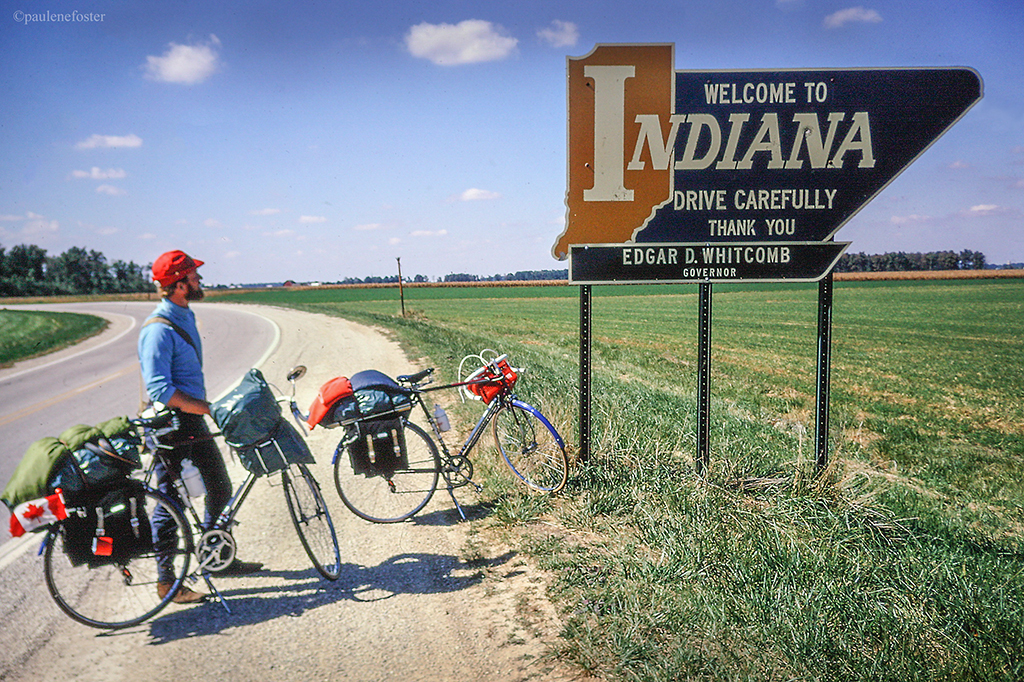 Harry with Indiana Welcome sign