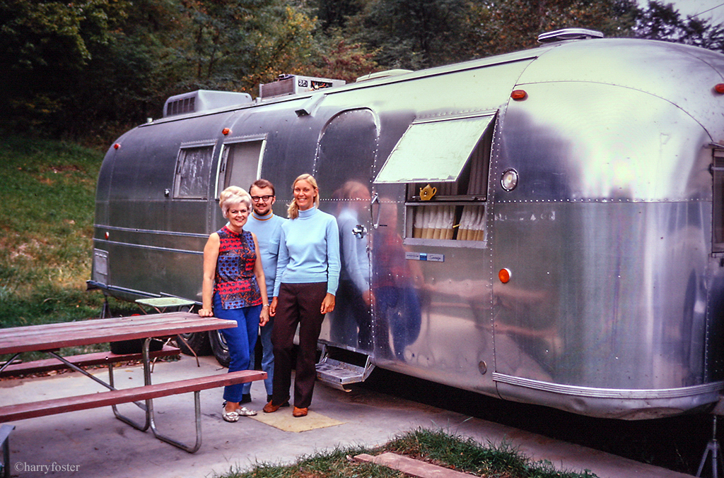 Paulene with Bob and Alma outside their trailer