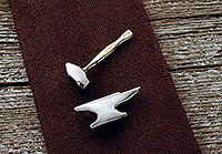 Anvil and hammer tie pins