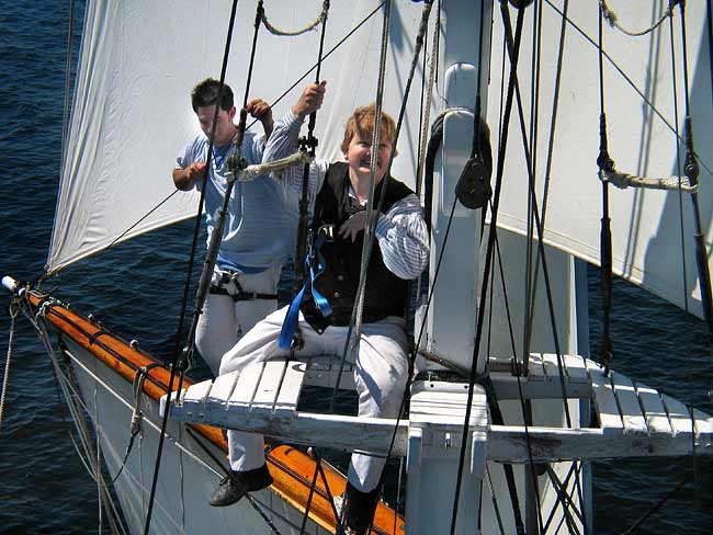 Shirley Martin sitting in the foretop