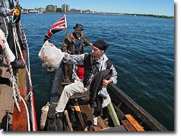 boarding a longboat