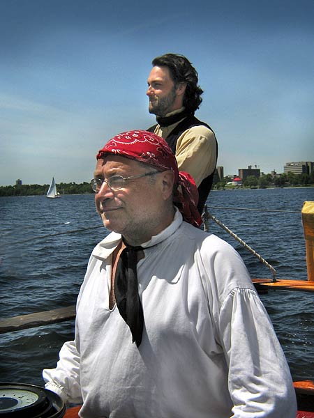 David Anido at the helm, with captain Scott Shank