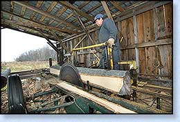 Vern milling the Ash log