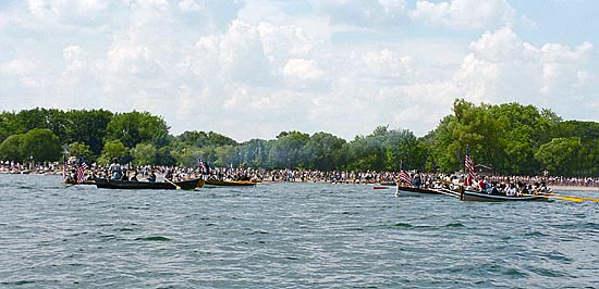 Longboats and crowds