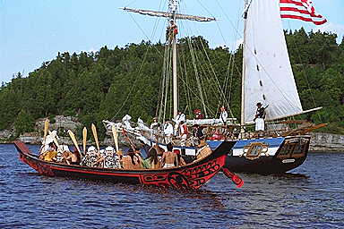 Haida canoe and Royaliste