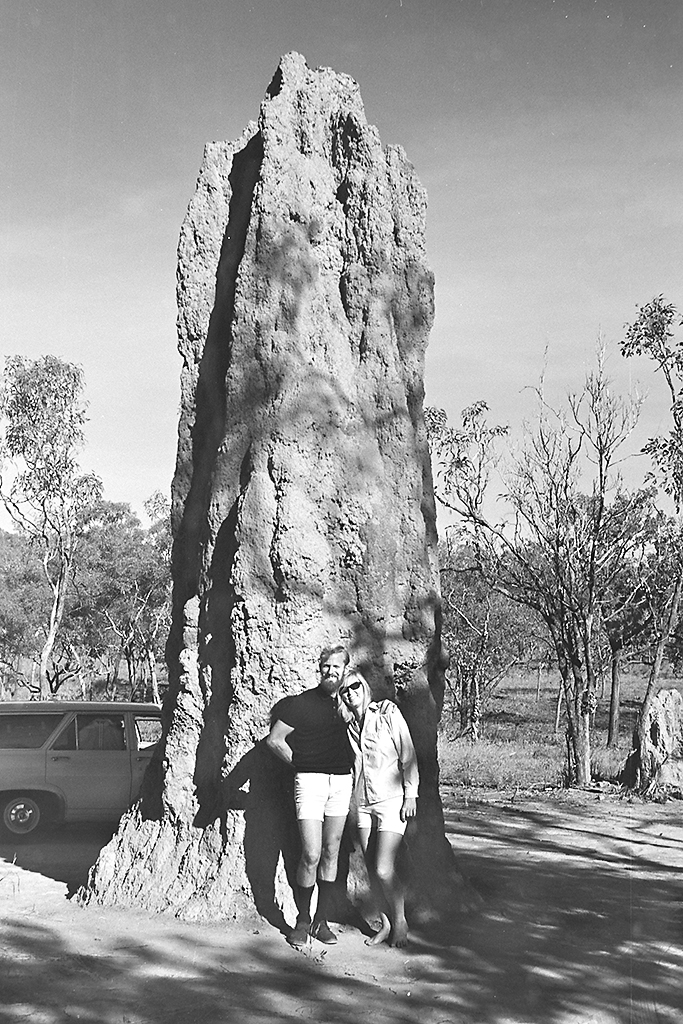 Harry and Paulene with Termite mound